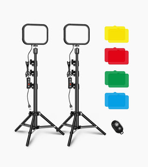 FL19 2Pcs Soft USB LED Video Portable Light Kit with Adjustable Tripod Stand and Color Filters APEXEL 