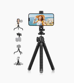 Flexible Octopus Tripod with Dual Cold Shoe Mounts and Quick Release Plate APEXEL 