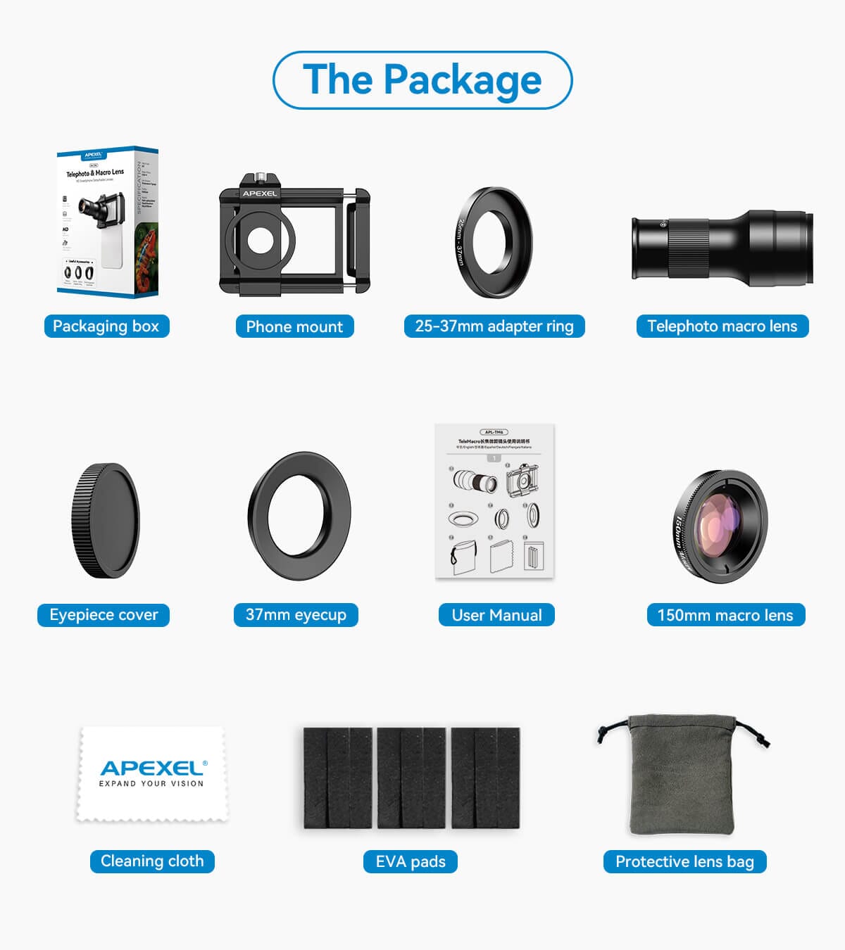 TeleMacro 6X Zoom Telephoto & Macro Lens APEXEL 