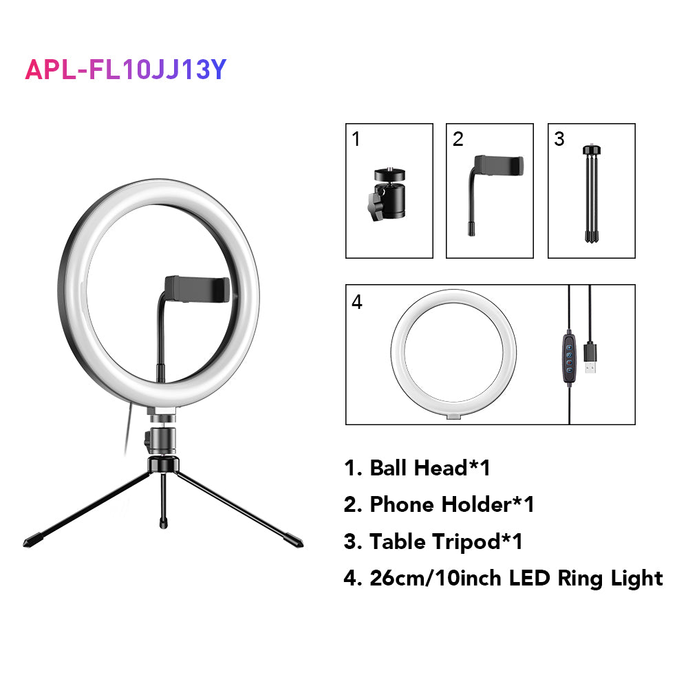 APEXEL LED Ring Light 10" with Tripod Stand & Phone Holder for Live Streaming APEXEL 