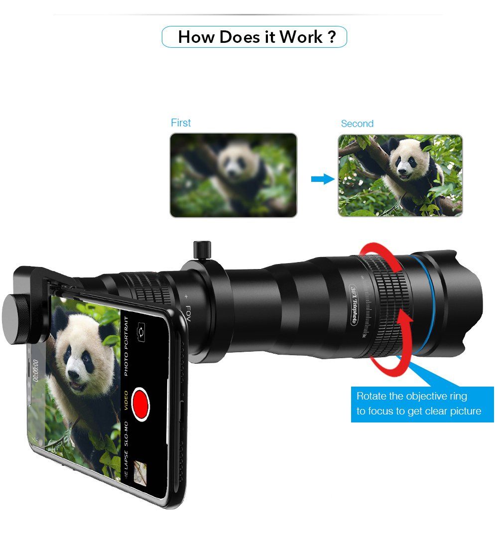 ZLBYB in Phone Camera Telephoto Lens 36X Zoom Clip-on Telecope Macro  Fisheye Wide Angel Lens Kit (Color E)